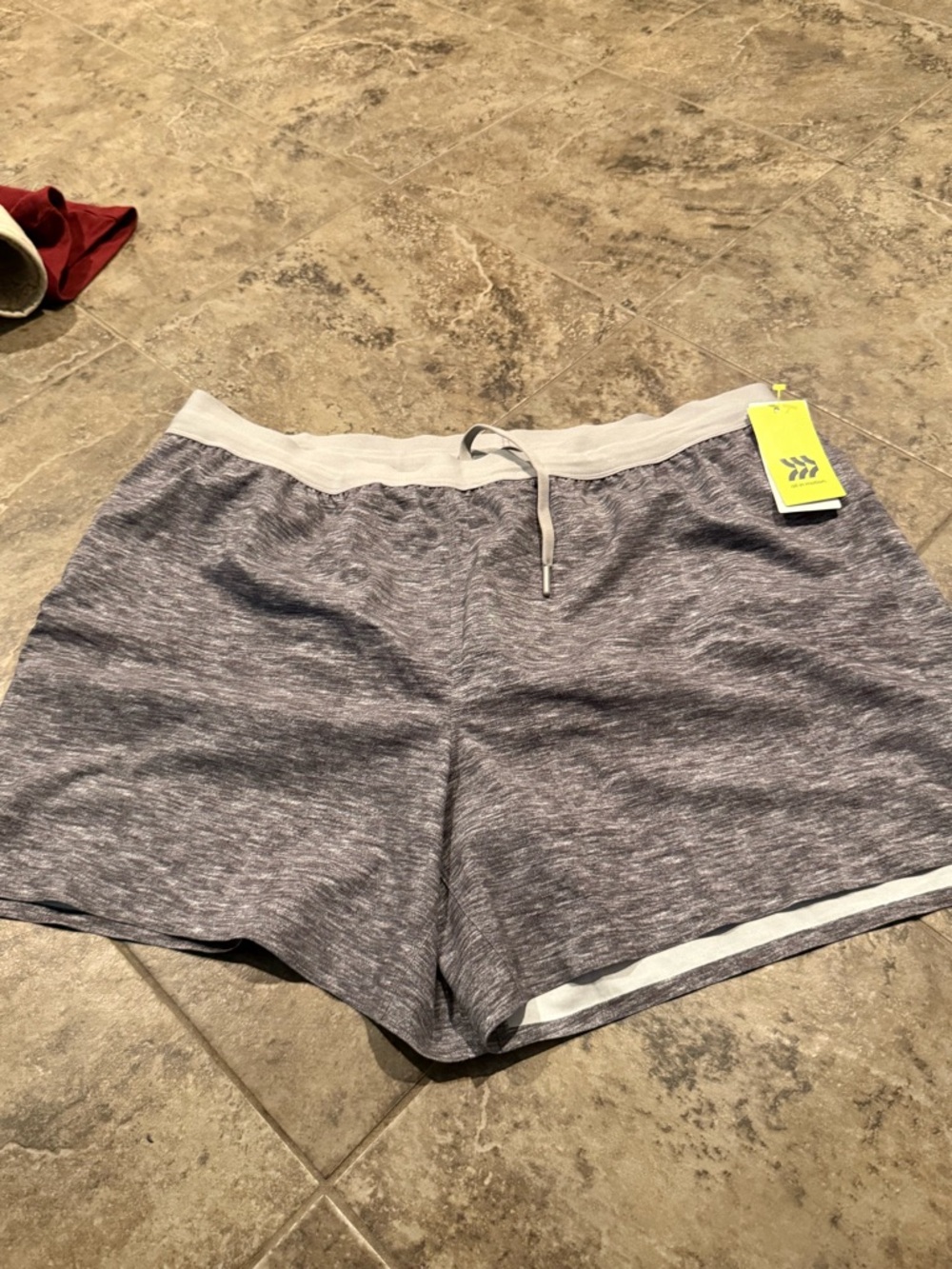 Men's Gray Heather Athletic lined run Shorts with Drawstring